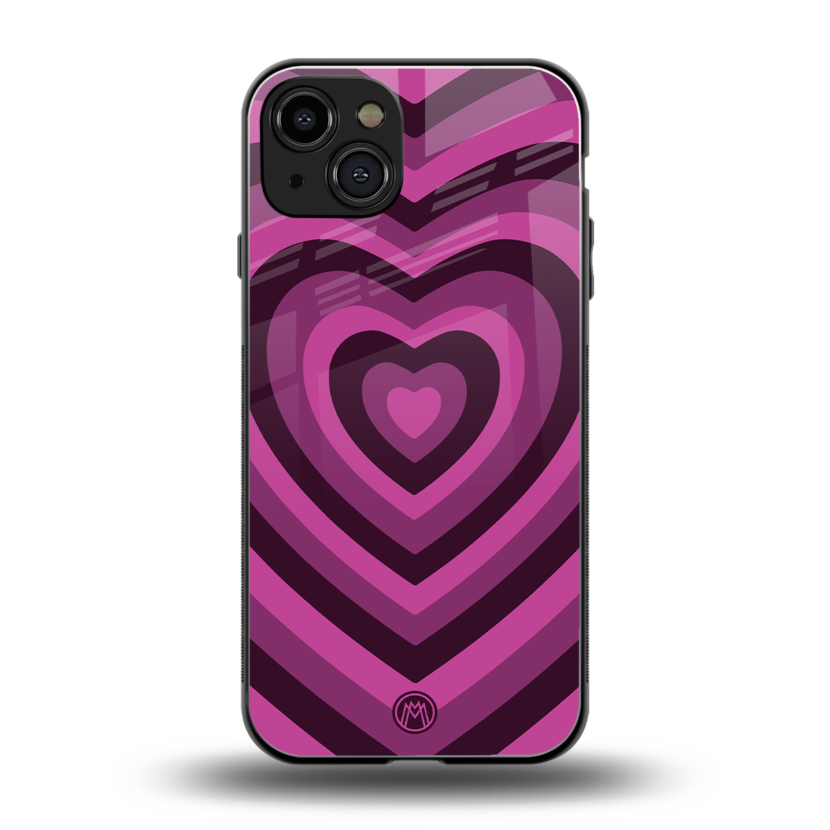 y2k burgundy hearts aesthetic back phone cover | glass case for iphone 15