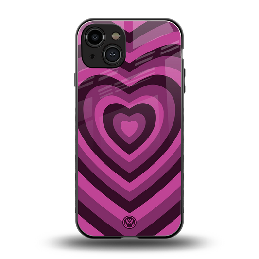 y2k burgundy hearts aesthetic back phone cover | glass case for iphone 15