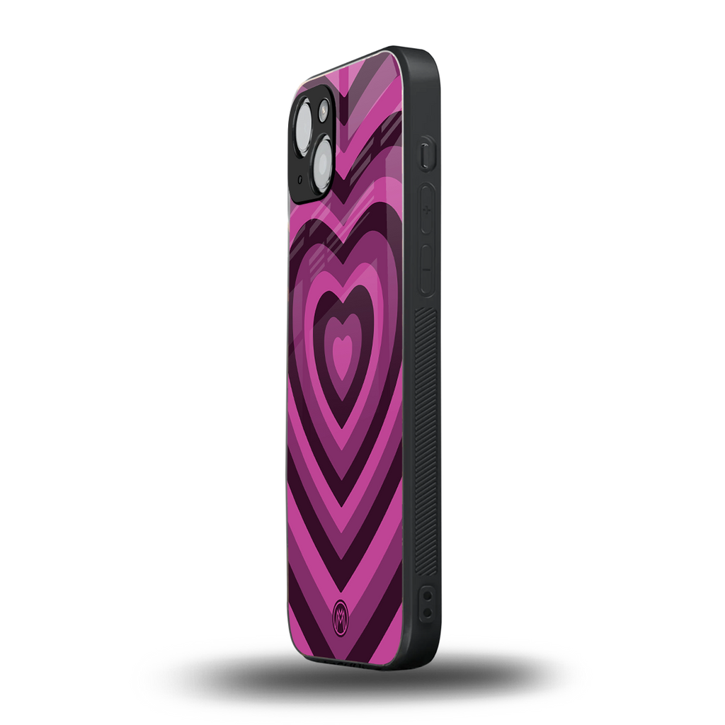 y2k burgundy hearts aesthetic back phone cover | glass case for iphone 14