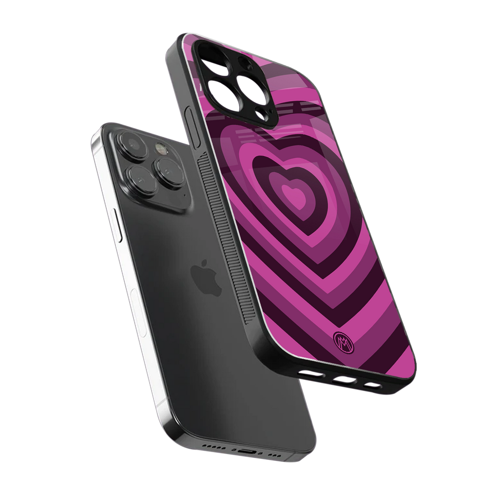 y2k burgundy hearts aesthetic back phone cover | glass case for iphone 14 pro