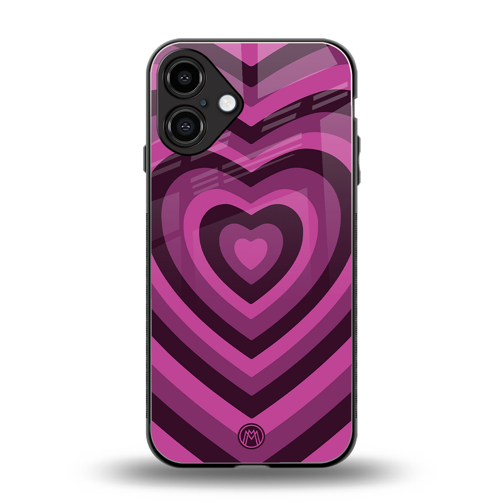 y2k burgundy hearts aesthetic back phone cover | glass case for iphone 16 plus