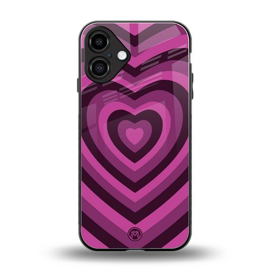 y2k burgundy hearts aesthetic back phone cover | glass case for iphone 16 plus