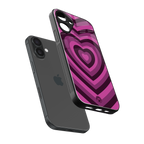 y2k burgundy hearts aesthetic back phone cover | glass case for iphone 16 plus