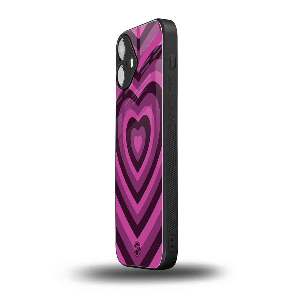 y2k burgundy hearts aesthetic back phone cover | glass case for iphone 16 plus