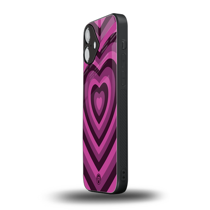y2k burgundy hearts aesthetic back phone cover | glass case for iphone 16 plus