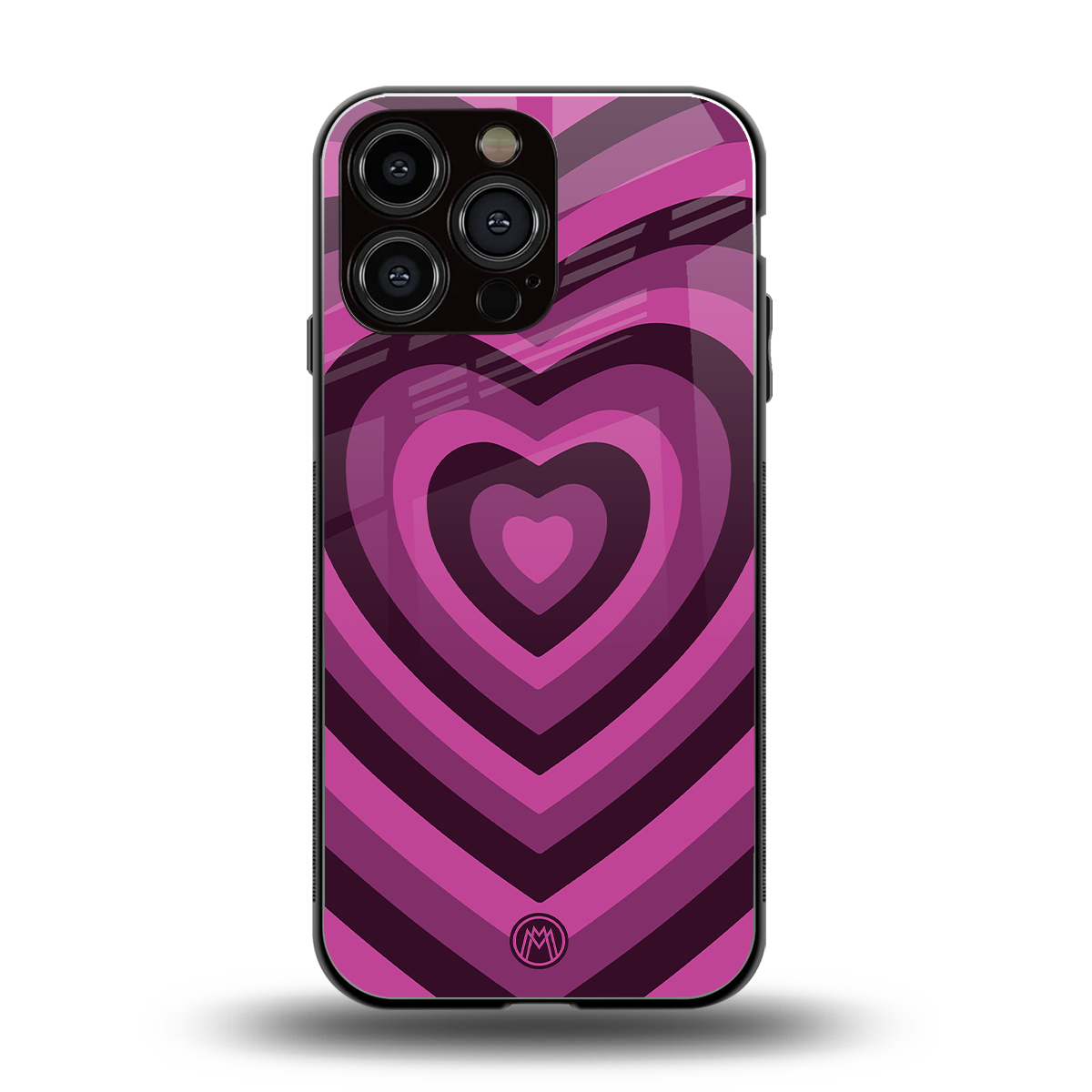 y2k burgundy hearts aesthetic back phone cover | glass case for iphone 16 pro max