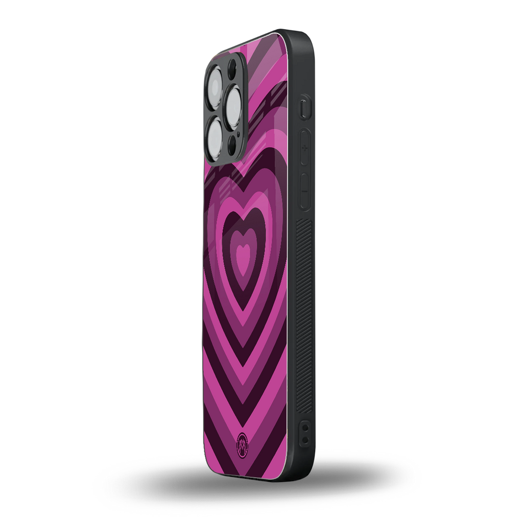 y2k burgundy hearts aesthetic back phone cover | glass case for iphone 16 pro max