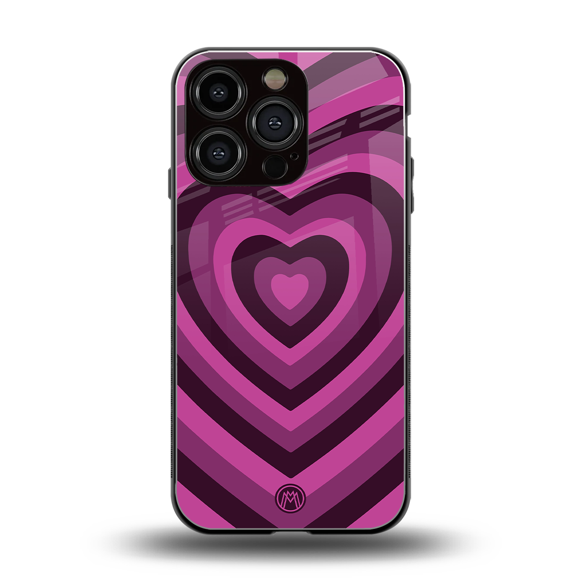 y2k burgundy hearts aesthetic back phone cover | glass case for iphone 16 pro