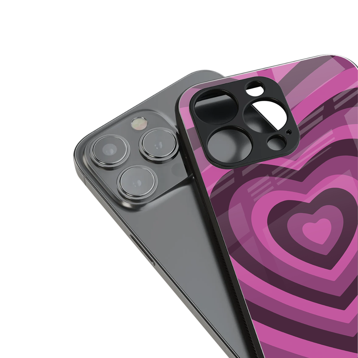 y2k burgundy hearts aesthetic back phone cover | glass case for iphone 14 pro max