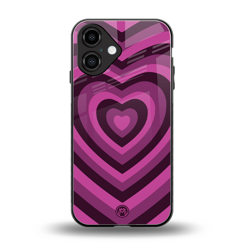 y2k burgundy hearts aesthetic back phone cover | glass case for iphone 16