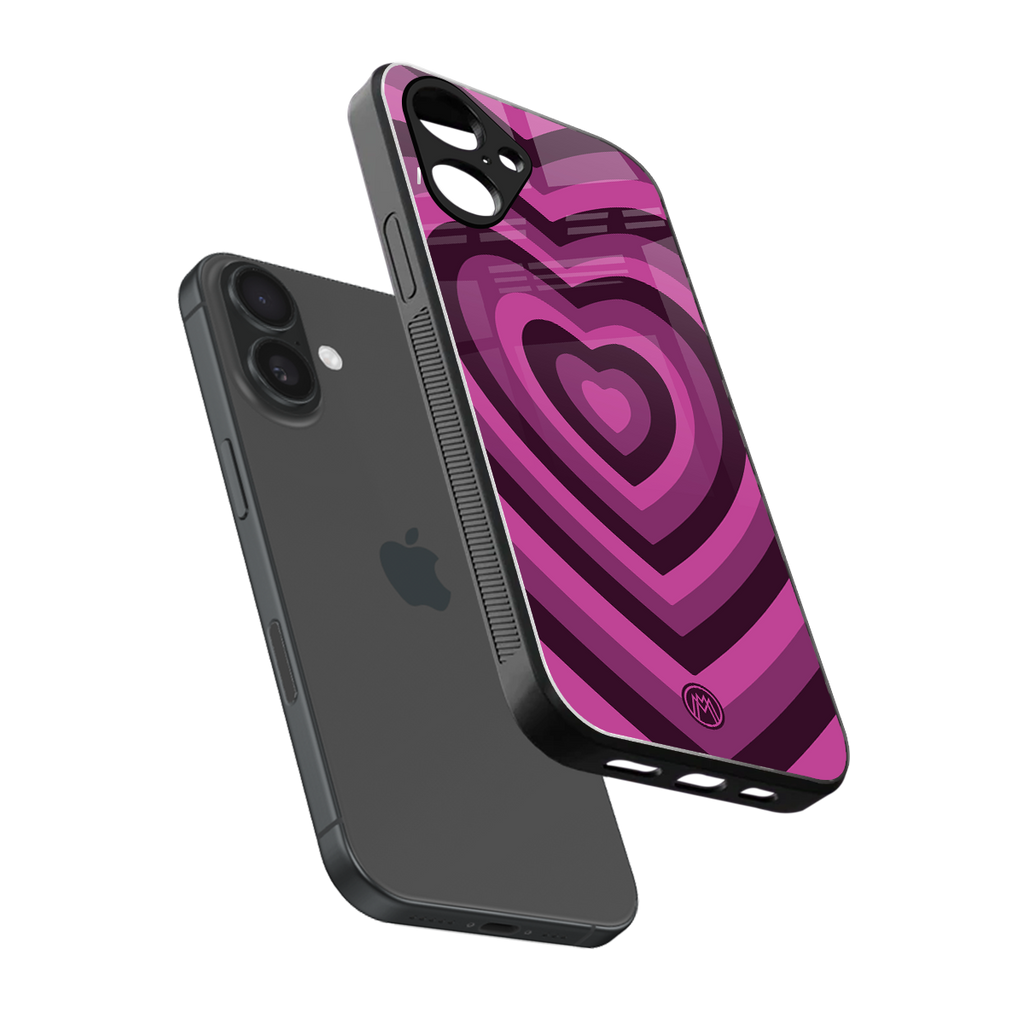 y2k burgundy hearts aesthetic back phone cover | glass case for iphone 16