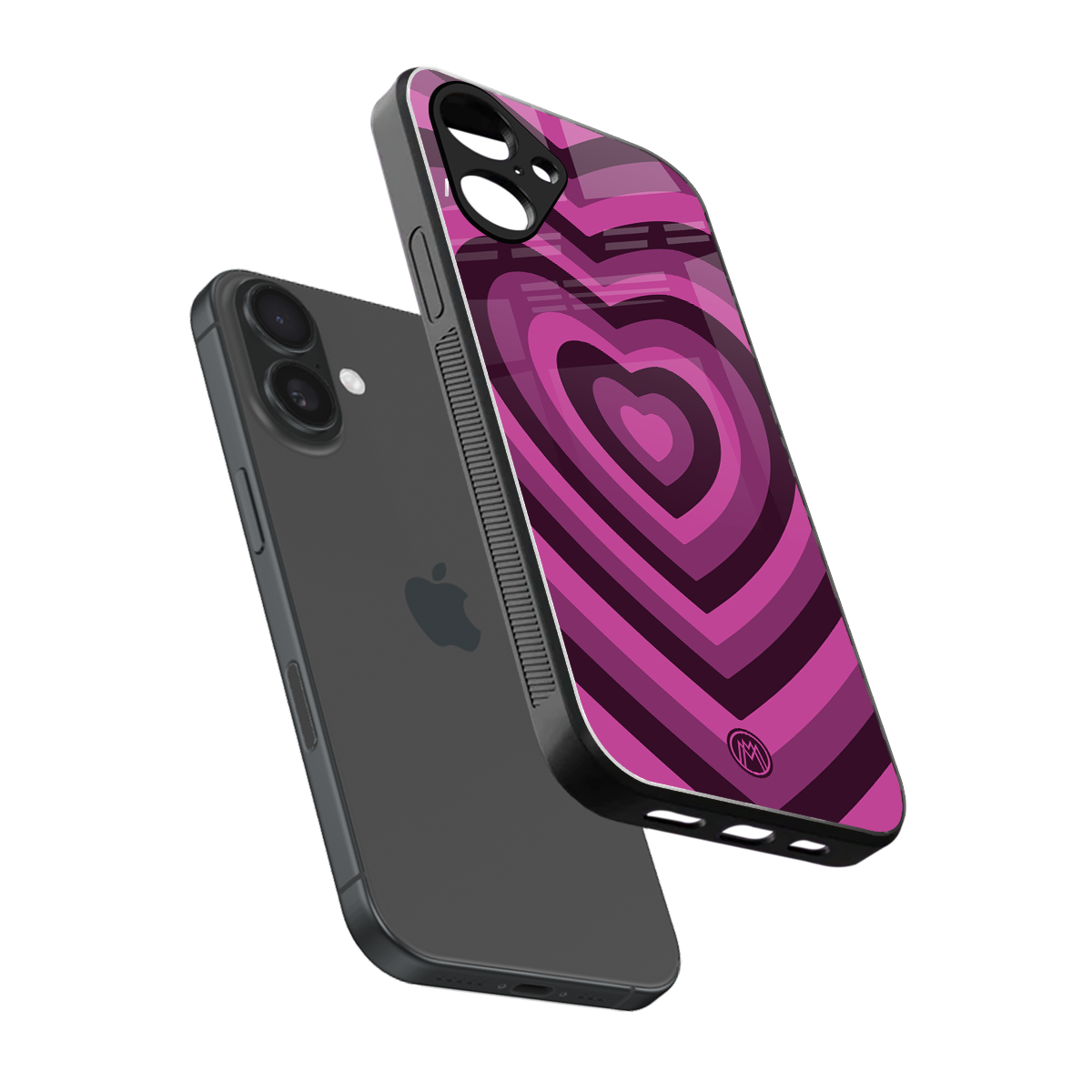 y2k burgundy hearts aesthetic back phone cover | glass case for iphone 16