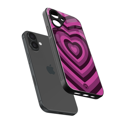 y2k burgundy hearts aesthetic back phone cover | glass case for iphone 16