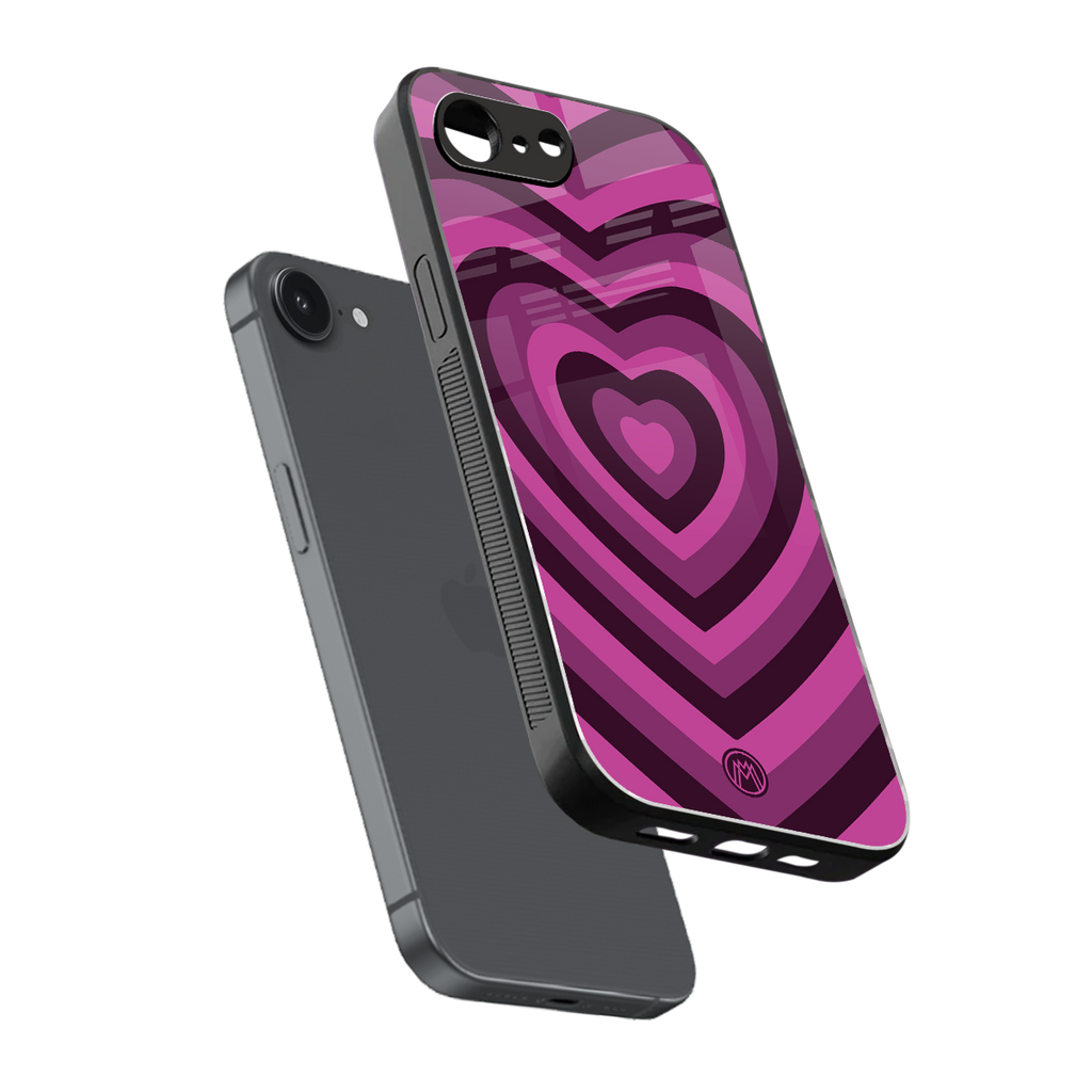 y2k burgundy hearts aesthetic back phone cover | glass case for iphone 16e