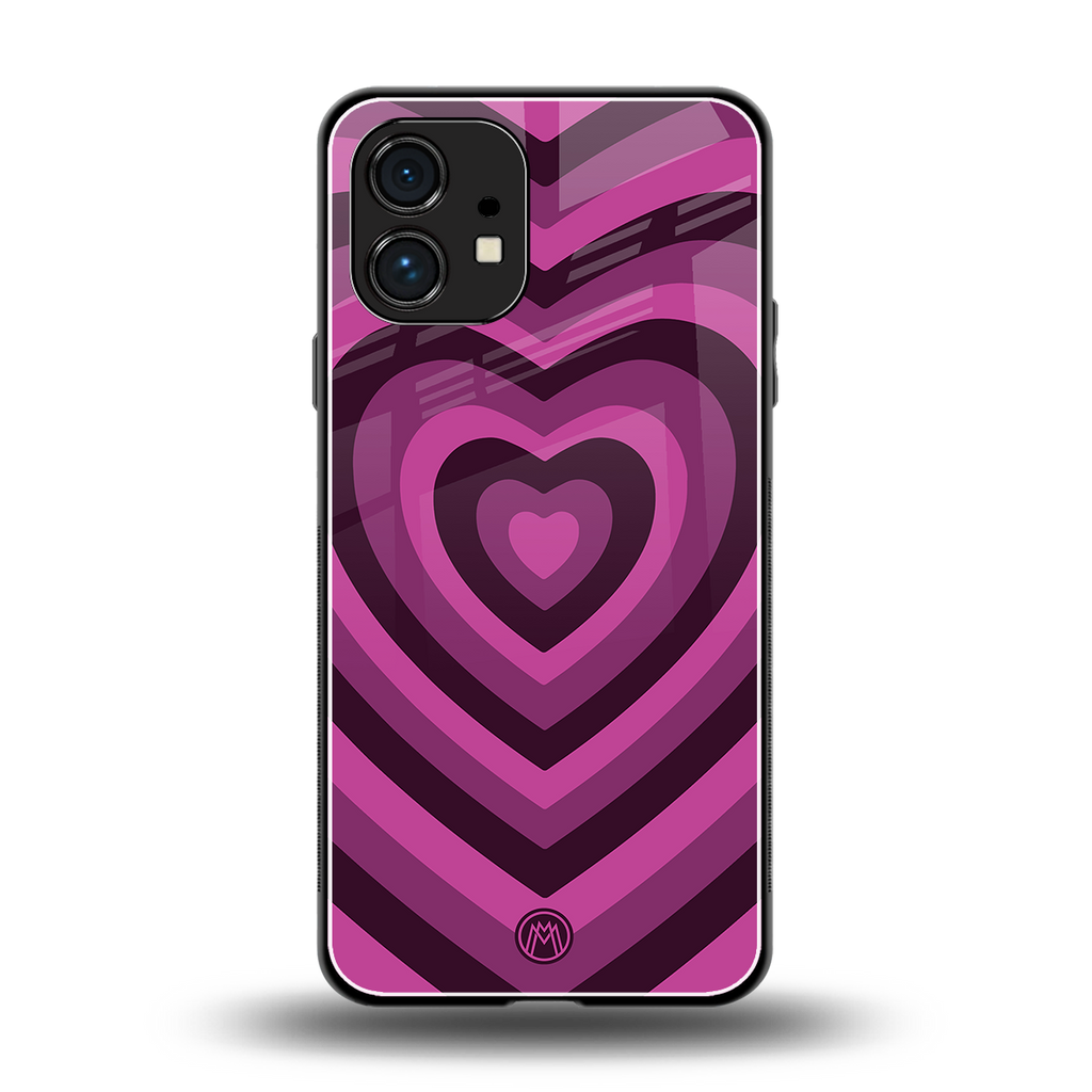 y2k burgundy hearts aesthetic back phone cover | glass case for nothing phone 1