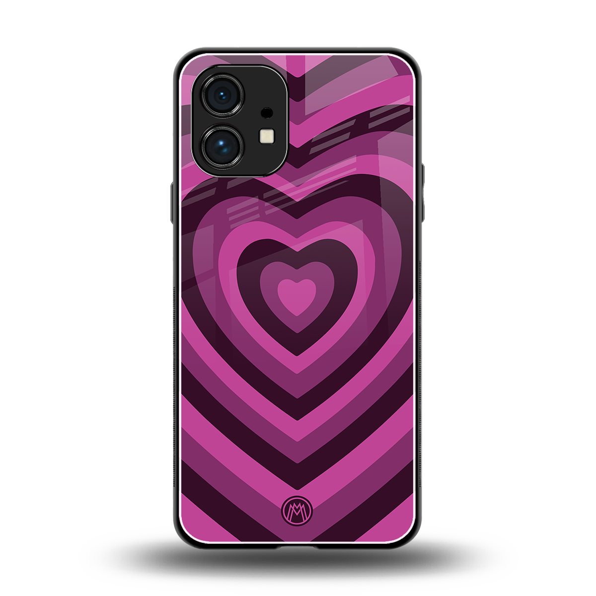 y2k burgundy hearts aesthetic back phone cover | glass case for nothing phone 1