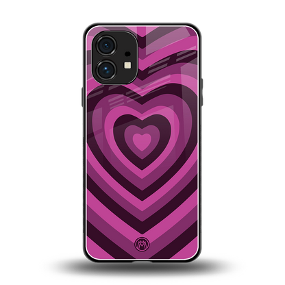 y2k burgundy hearts aesthetic back phone cover | glass case for nothing phone 1