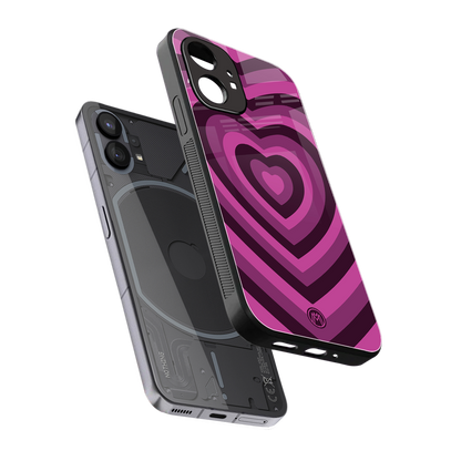 y2k burgundy hearts aesthetic back phone cover | glass case for nothing phone 1