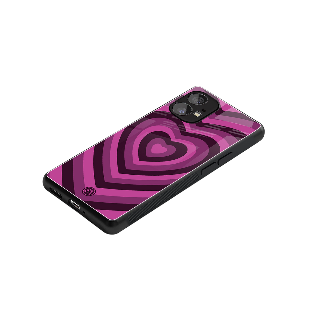 y2k burgundy hearts aesthetic back phone cover | glass case for nothing phone 1
