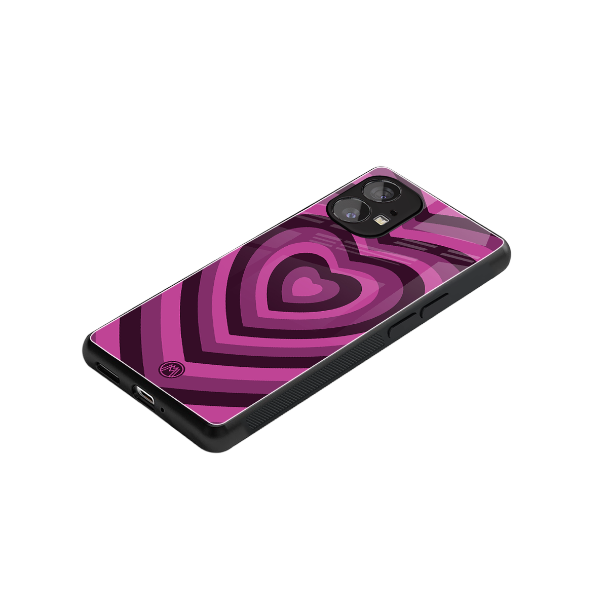 y2k burgundy hearts aesthetic back phone cover | glass case for nothing phone 1
