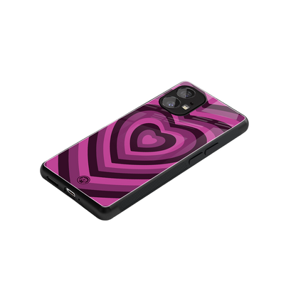 y2k burgundy hearts aesthetic back phone cover | glass case for nothing phone 1