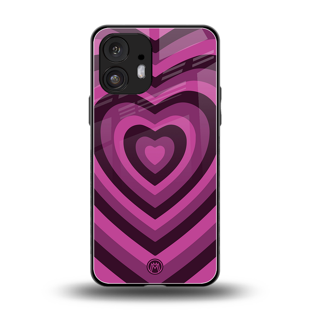 y2k burgundy hearts aesthetic back phone cover | glass case for nothing phone 2