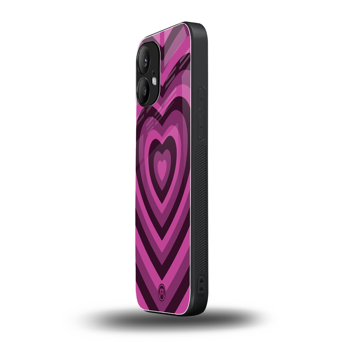 y2k burgundy hearts aesthetic back phone cover | glass case for nothing phone 2
