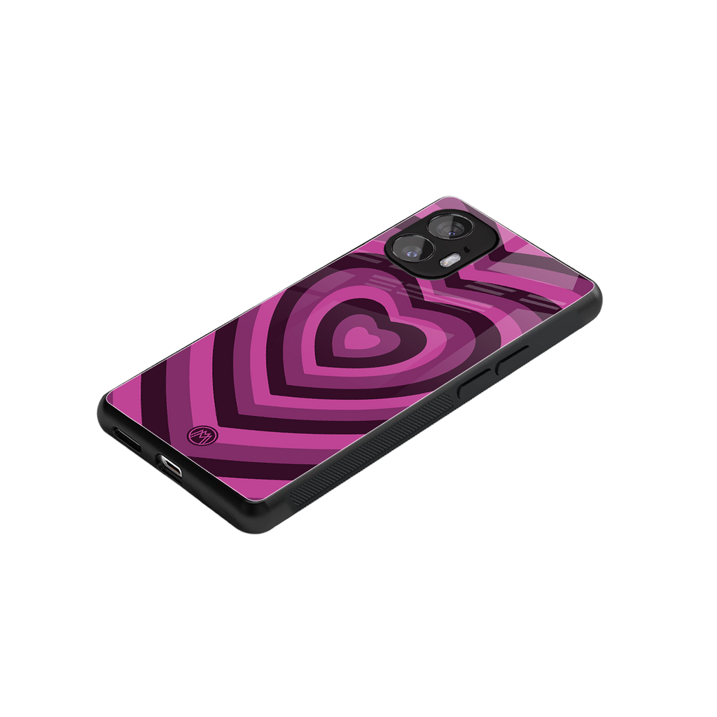 y2k burgundy hearts aesthetic back phone cover | glass case for nothing phone 2