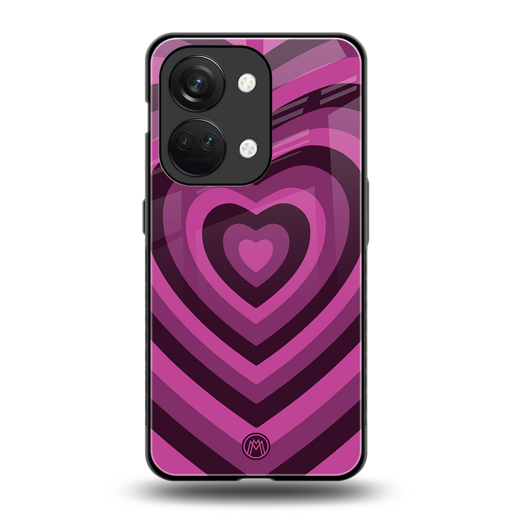 y2k burgundy hearts aesthetic back phone cover | glass case for oneplus nord 3