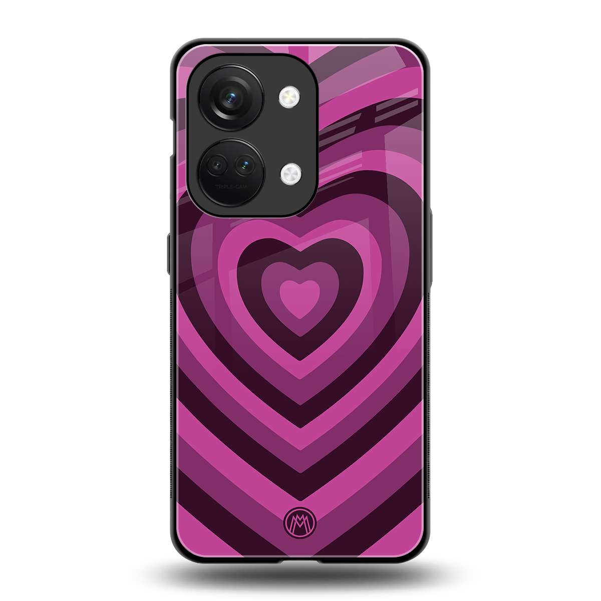 y2k burgundy hearts aesthetic back phone cover | glass case for oneplus nord 3