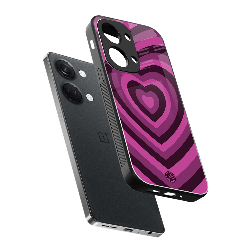 y2k burgundy hearts aesthetic back phone cover | glass case for oneplus nord 3