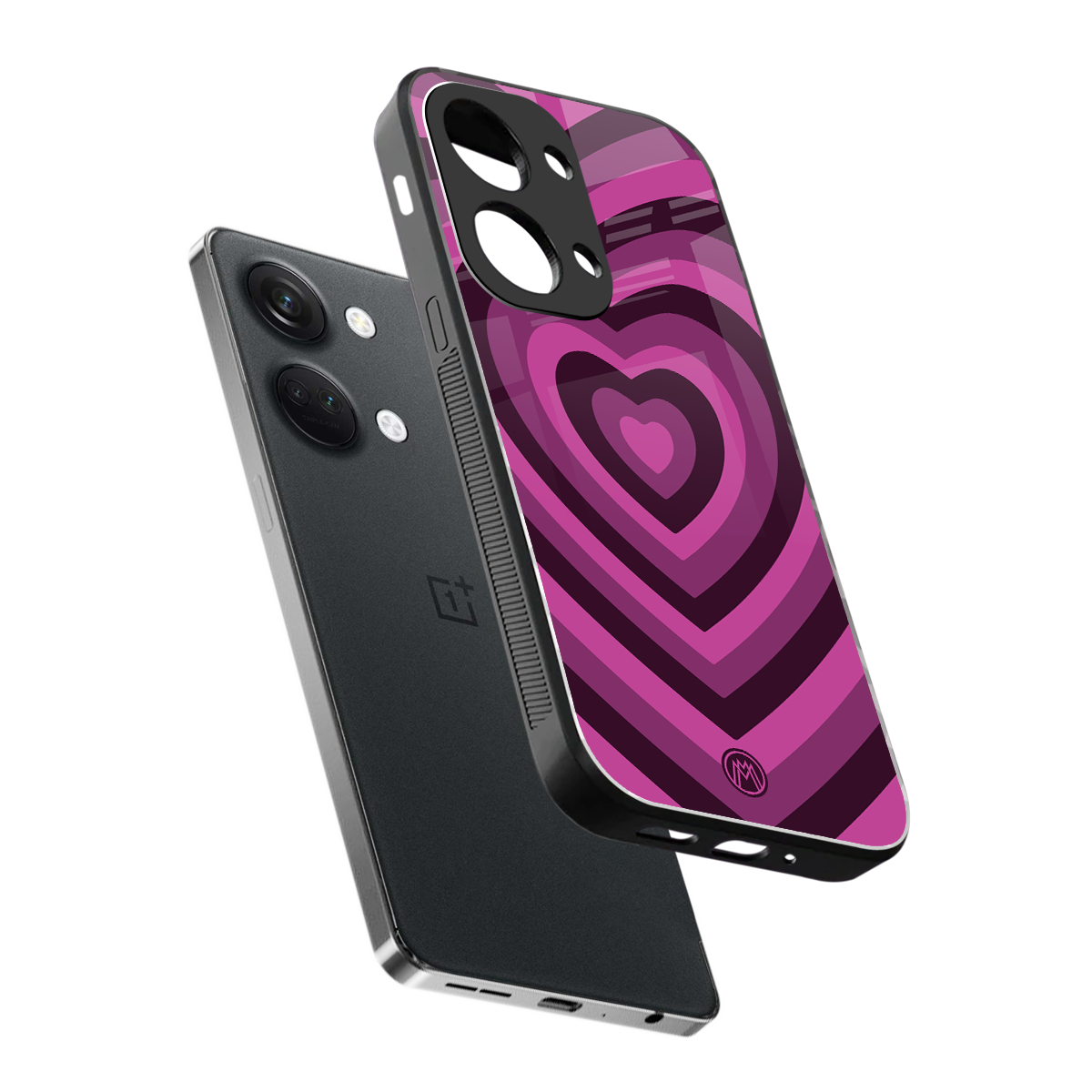 y2k burgundy hearts aesthetic back phone cover | glass case for oneplus nord 3