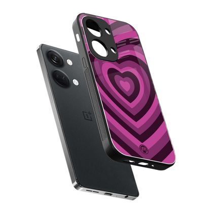 y2k burgundy hearts aesthetic back phone cover | glass case for oneplus nord 3