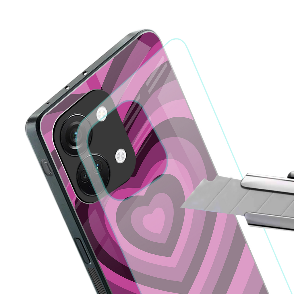 y2k burgundy hearts aesthetic back phone cover | glass case for oneplus nord 3