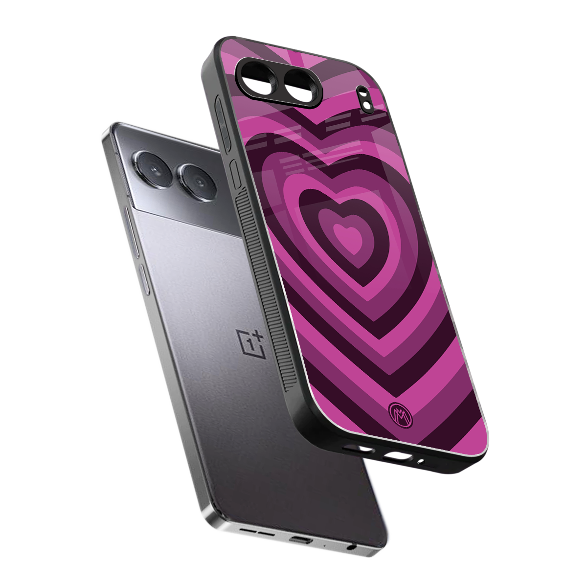 y2k burgundy hearts aesthetic back phone cover | glass case for oneplus nord 4