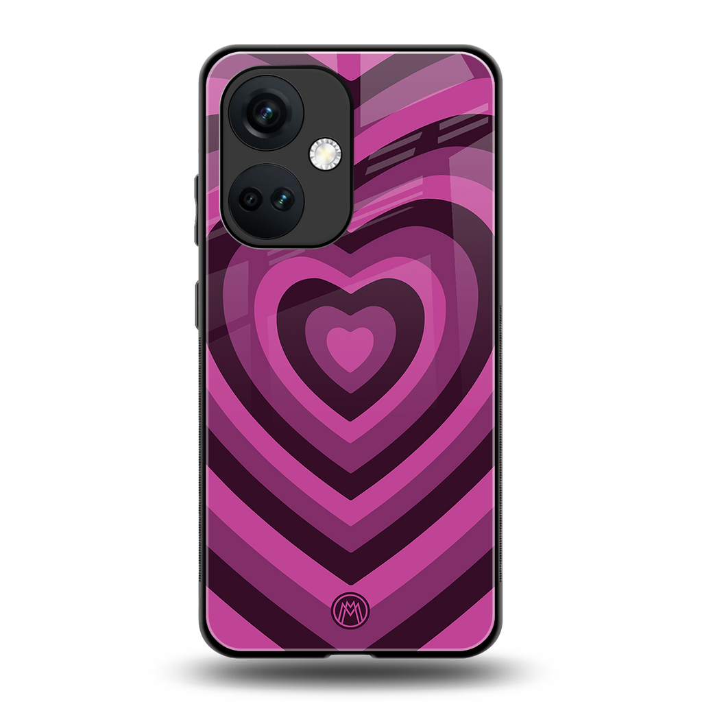 y2k burgundy hearts aesthetic back phone cover | glass case for oneplus nord ce 3
