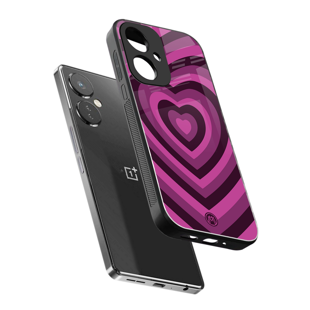 y2k burgundy hearts aesthetic back phone cover | glass case for oneplus nord ce 3