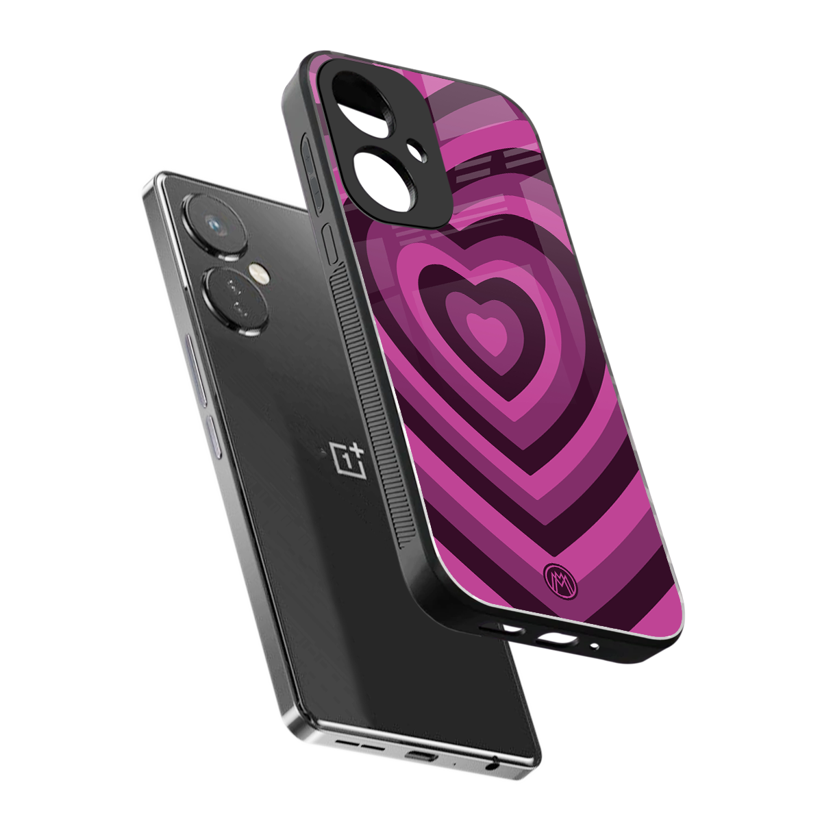y2k burgundy hearts aesthetic back phone cover | glass case for oneplus nord ce 3