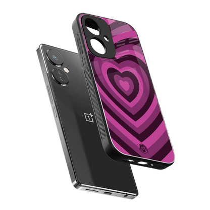 y2k burgundy hearts aesthetic back phone cover | glass case for oneplus nord ce 3