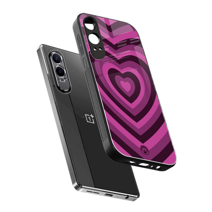 y2k burgundy hearts aesthetic back phone cover | glass case for oneplus nord ce 4 lite