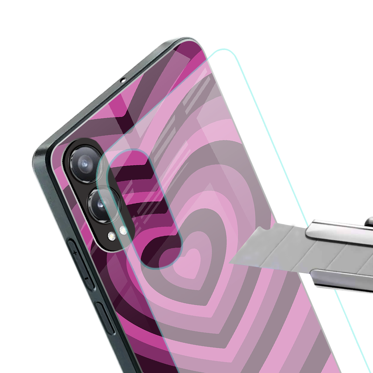 y2k burgundy hearts aesthetic back phone cover | glass case for oneplus nord ce 4 lite