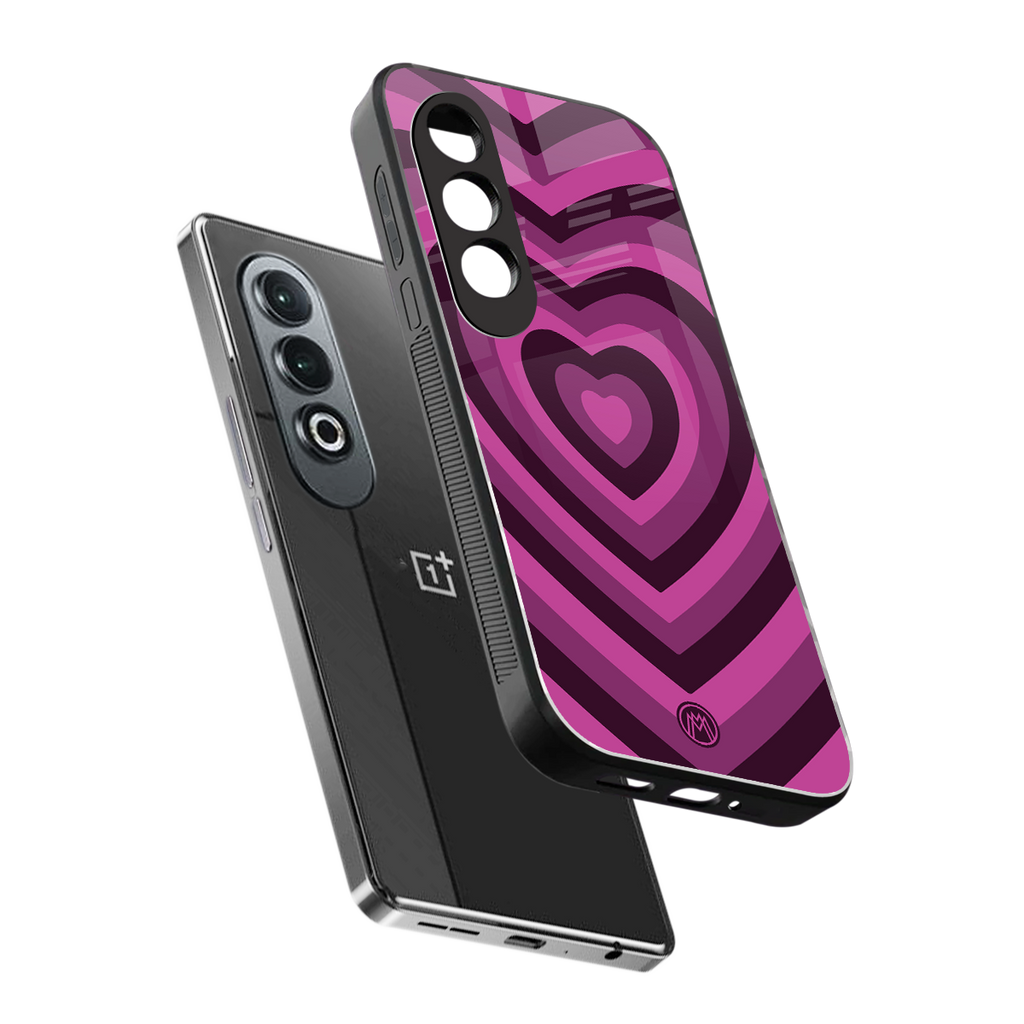 y2k burgundy hearts aesthetic back phone cover | glass case for oneplus nord ce 4