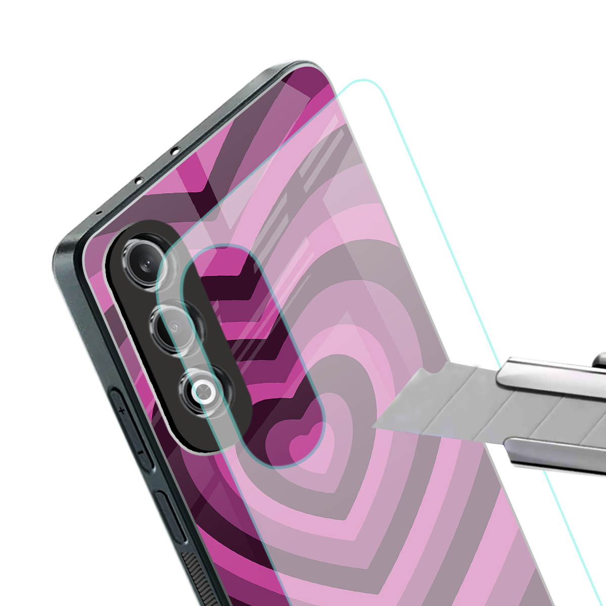 y2k burgundy hearts aesthetic back phone cover | glass case for oneplus nord ce 4