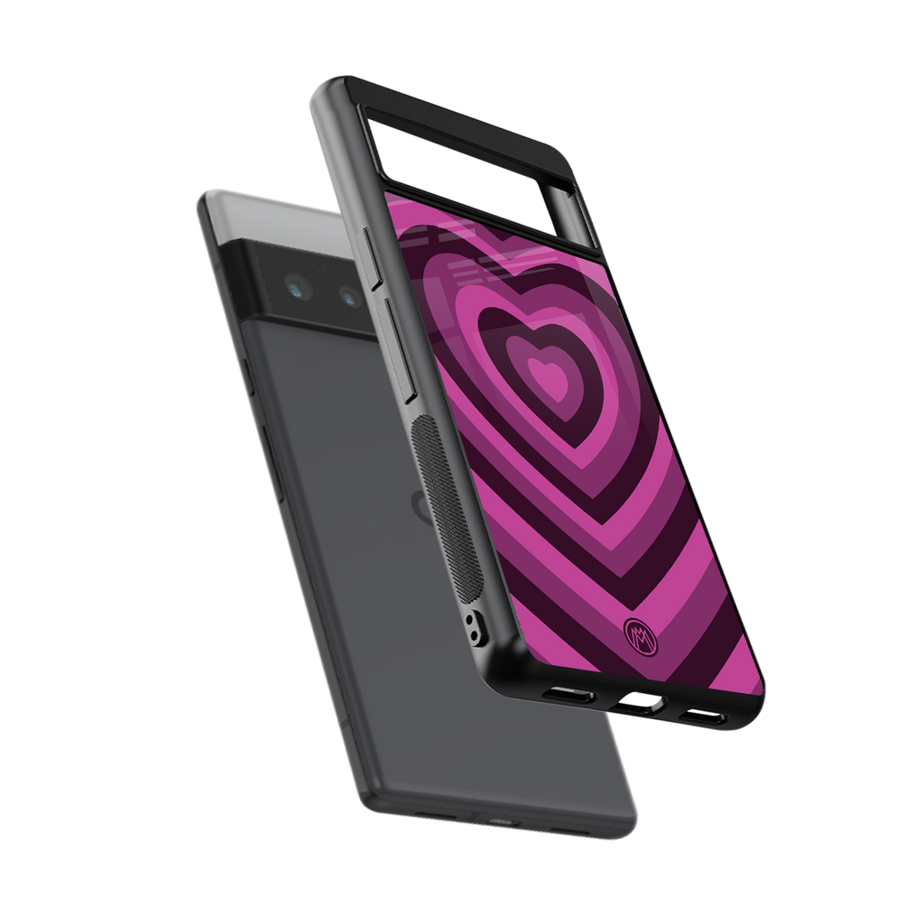 y2k burgundy hearts aesthetic back phone cover | glass case for google pixel 6 pro