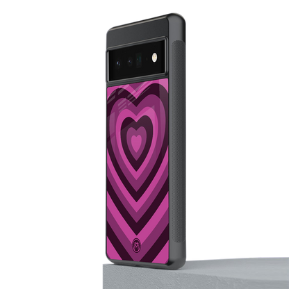 y2k burgundy hearts aesthetic back phone cover | glass case for google pixel 6 pro