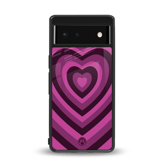 y2k burgundy hearts aesthetic back phone cover | glass case for Google Pixel 6A