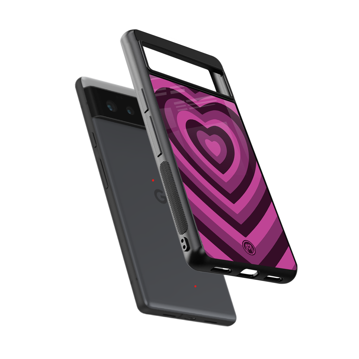 y2k burgundy hearts aesthetic back phone cover | glass case for google pixel 6