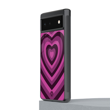 y2k burgundy hearts aesthetic back phone cover | glass case for Google Pixel 6A