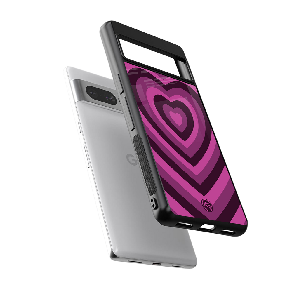 y2k burgundy hearts aesthetic back phone cover | glass case for google pixel 7 pro