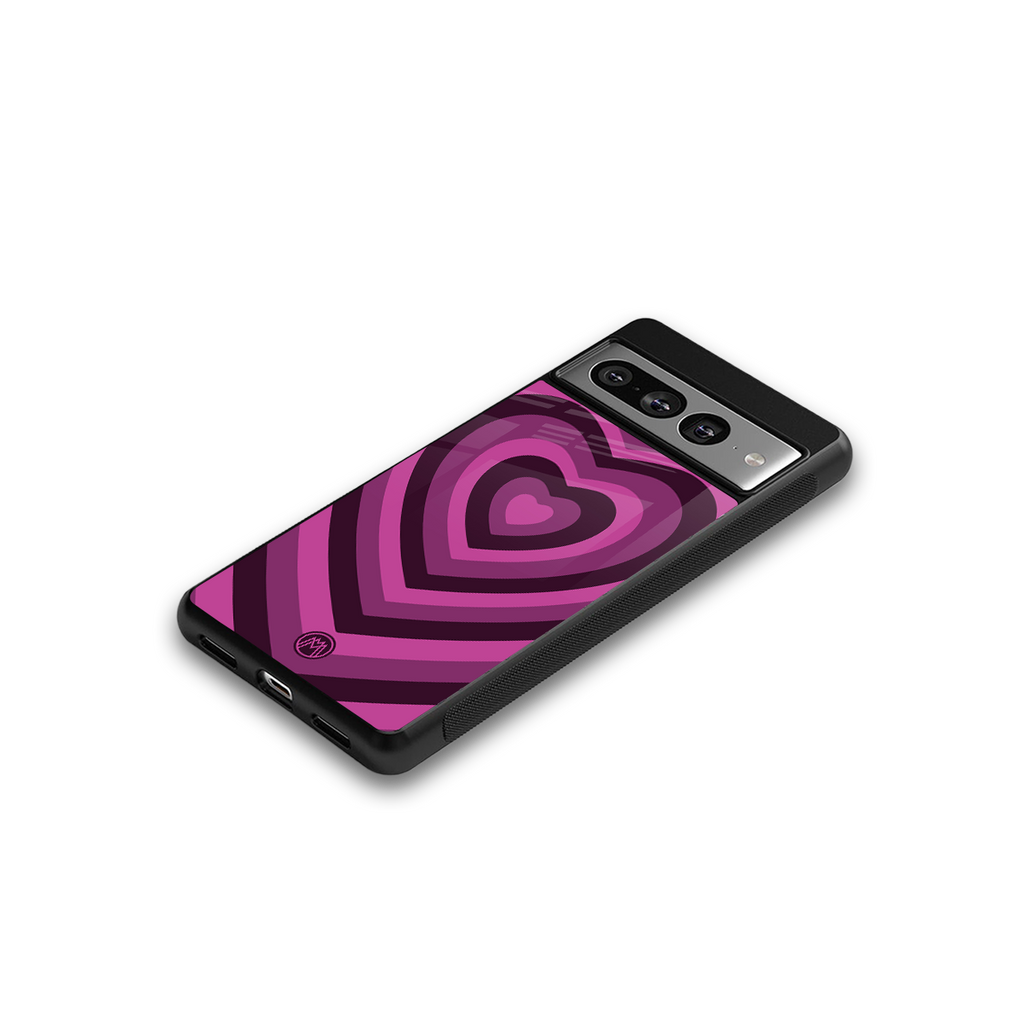y2k burgundy hearts aesthetic back phone cover | glass case for google pixel 7 pro